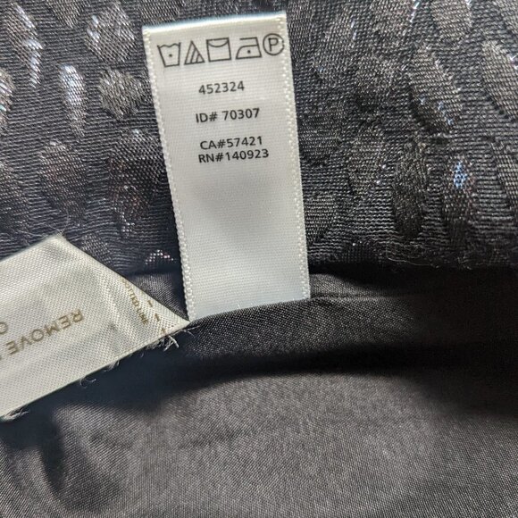 LOFT PETITES Shimmer Splash Faux Wrap Mini Skirt Black Jacquard Metallic Size 6P - Picture 10 of 13